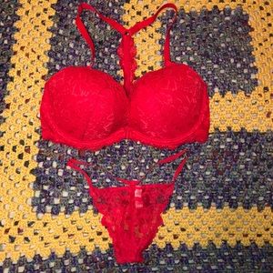 Red bra and thong set